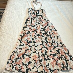 Abercrombie & Fitch Halter Tiered Maxi Dress in Pink/White/Green Floral Print